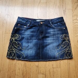 Ecko Red Y2K Dark Denim Foundry Mini Skirt